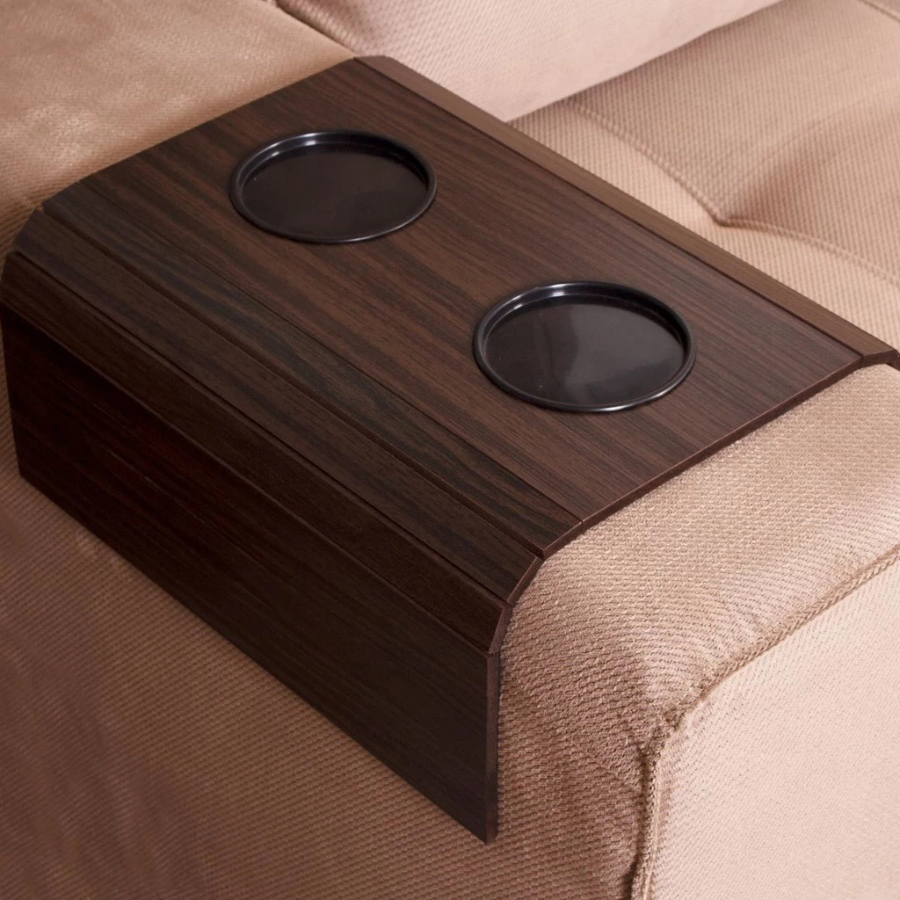 Suporte Porta Copo Braço Sofá Esteira Bandeja Flexível De Madeira Envio Imediato