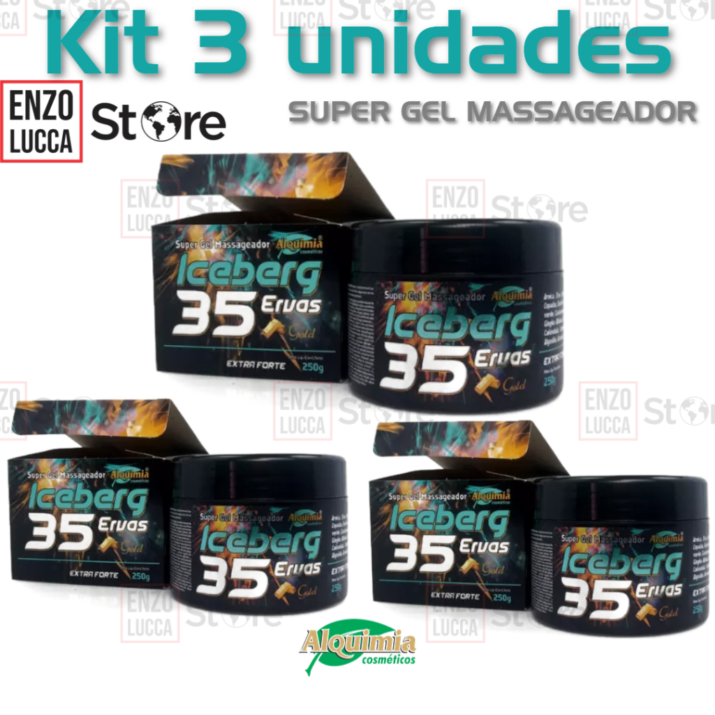 Kit 3 Unid SUPER GEL Massageador 35 ERVAS ICEBERG 250g Alquimia Cosméticos em Oferta na Shopee