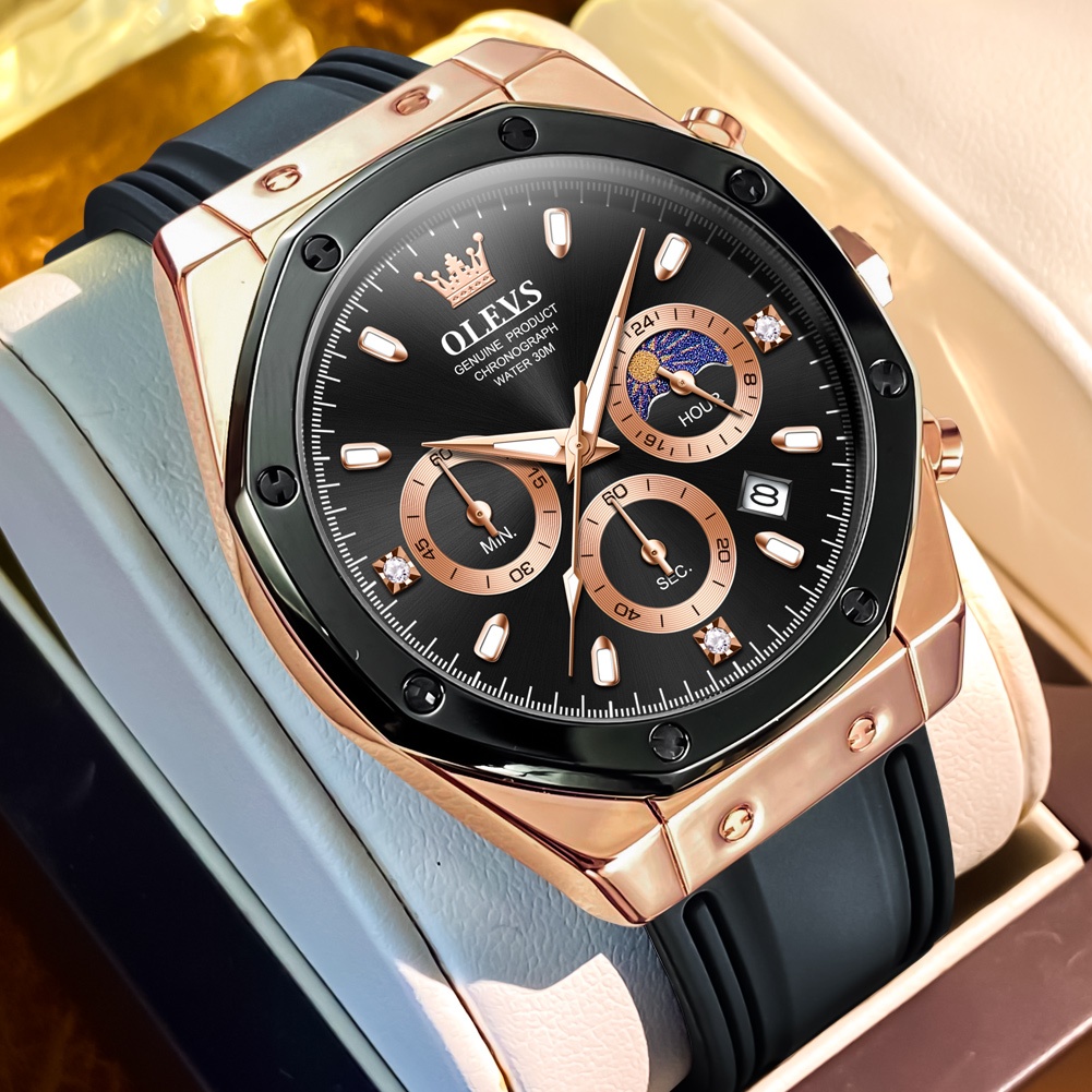 OLEVS Relógio Masculino Relogio A Prova D água Luxo Orient Original Multifuncional Luminoso 9911 em Oferta na Shopee