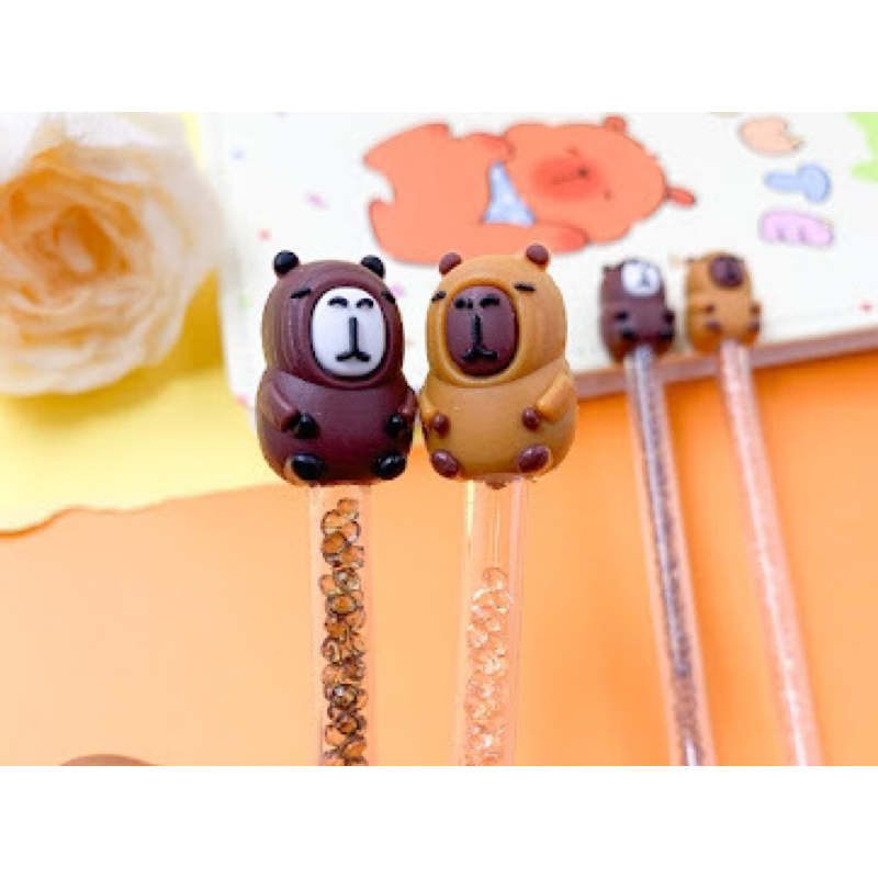 Lápis Infinito Capivara Cristal e Borracha Capivara e Estojo Capivara - Kawaii