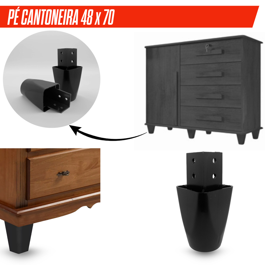 Pé Redondo Canto Para Móveis Guarda Roupas Roupeiro Armário Resistente Cor Preta Kit 6/8/10/20 em Oferta na Shopee
