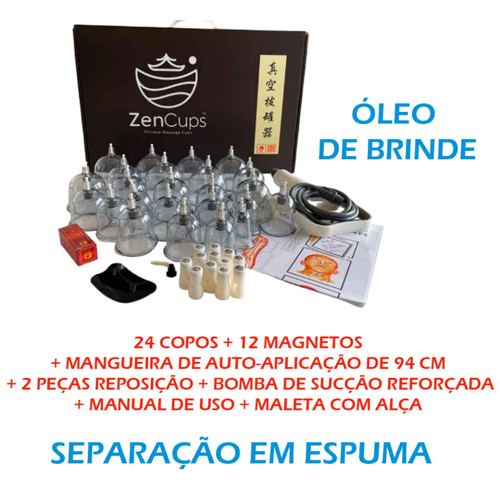 Ventosas Premium Maleta 18 ou 24 Copos Ventosaterapia Fisioterapia