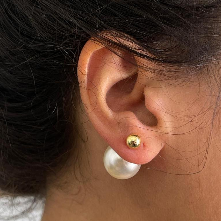 Brinco Pérola Duplo Luxo Jma Bijoux em Oferta na Shopee