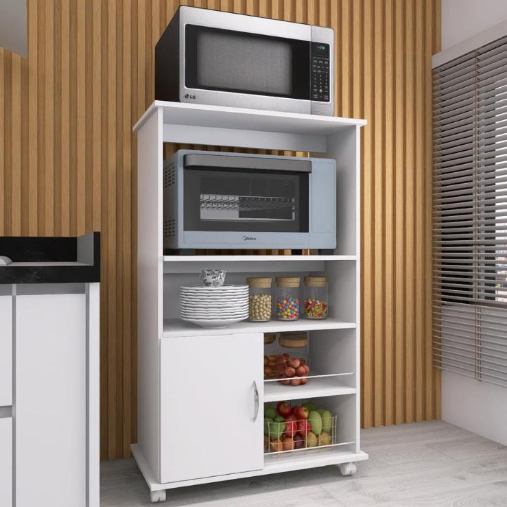 Armário Fruteira para Microondas Forno Balcão e Suporte Multiuso com Rodinhas em Oferta na Shopee