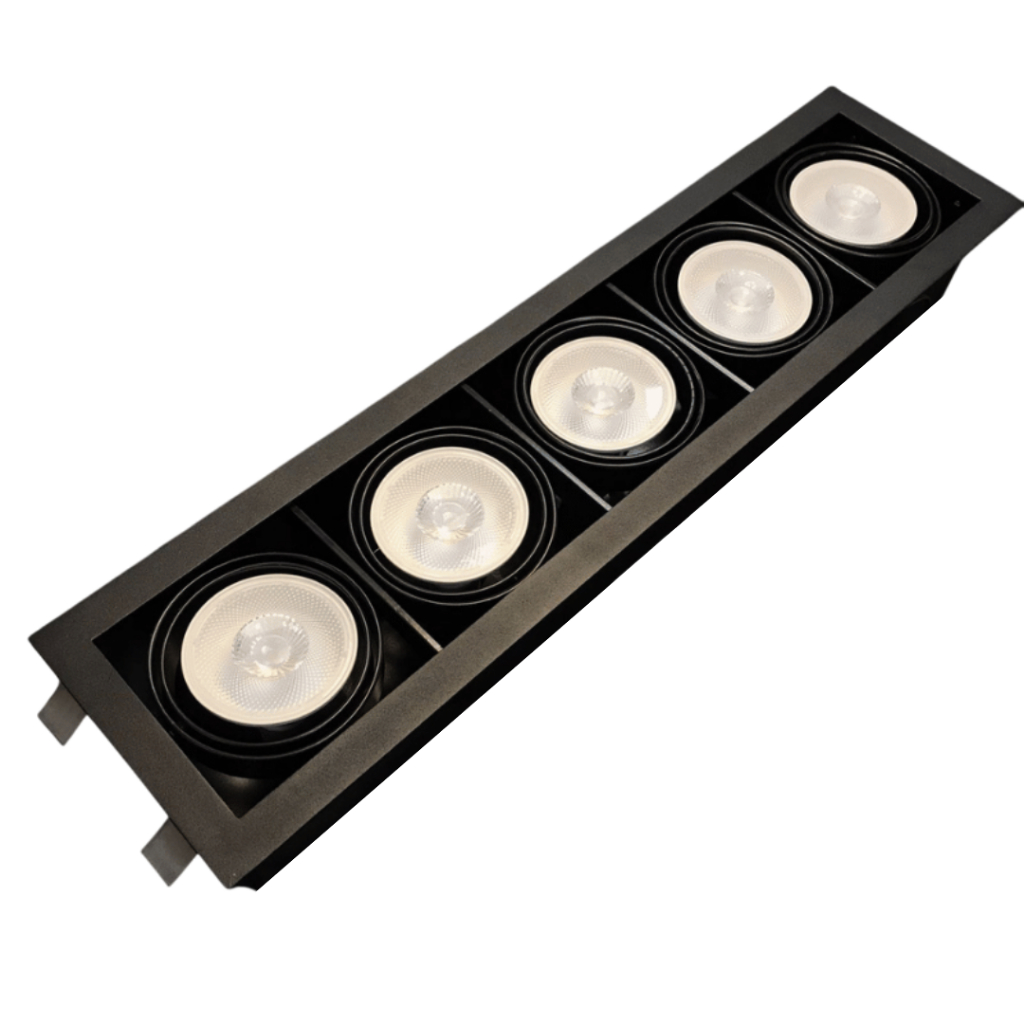 Spot Embutir Quíntuplo 360º Orbital PAR20 Technic 52,3x12,3x12,5cm D&D Iluminação Branco/Preto