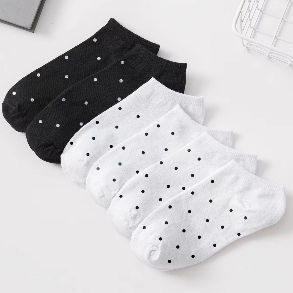 Kit 12 Pares de Meia Poá Feminina Conforto Estampa de Bolinha Delicada Preta e Branca em Oferta na Shopee