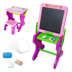Mesinha Lousa de Desenho Infantil 2 em 1 Lousa Com Banquinho