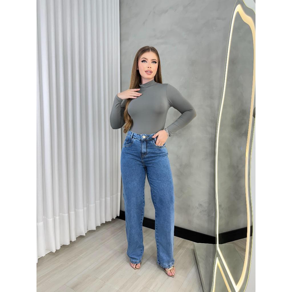 calça wid leg cintura alta feminina em Oferta na Shopee