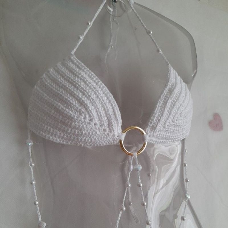 Cropped de Crochê com Pérolas: Onde Comprar | BuscaProdutos