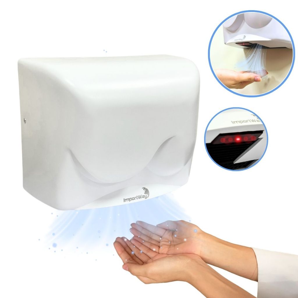 Secador de Mãos Automático com Sensor, 1500W, Velocidade do Ar 16m/s em Oferta na Shopee