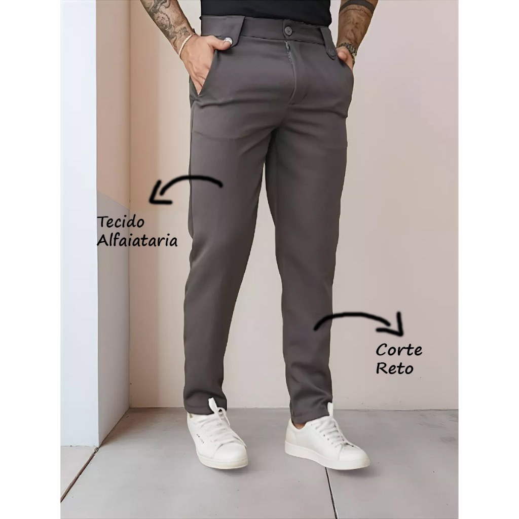 Calça Alfaiataria Italiana Corte Reto Estilosa Premium em Oferta na Shopee