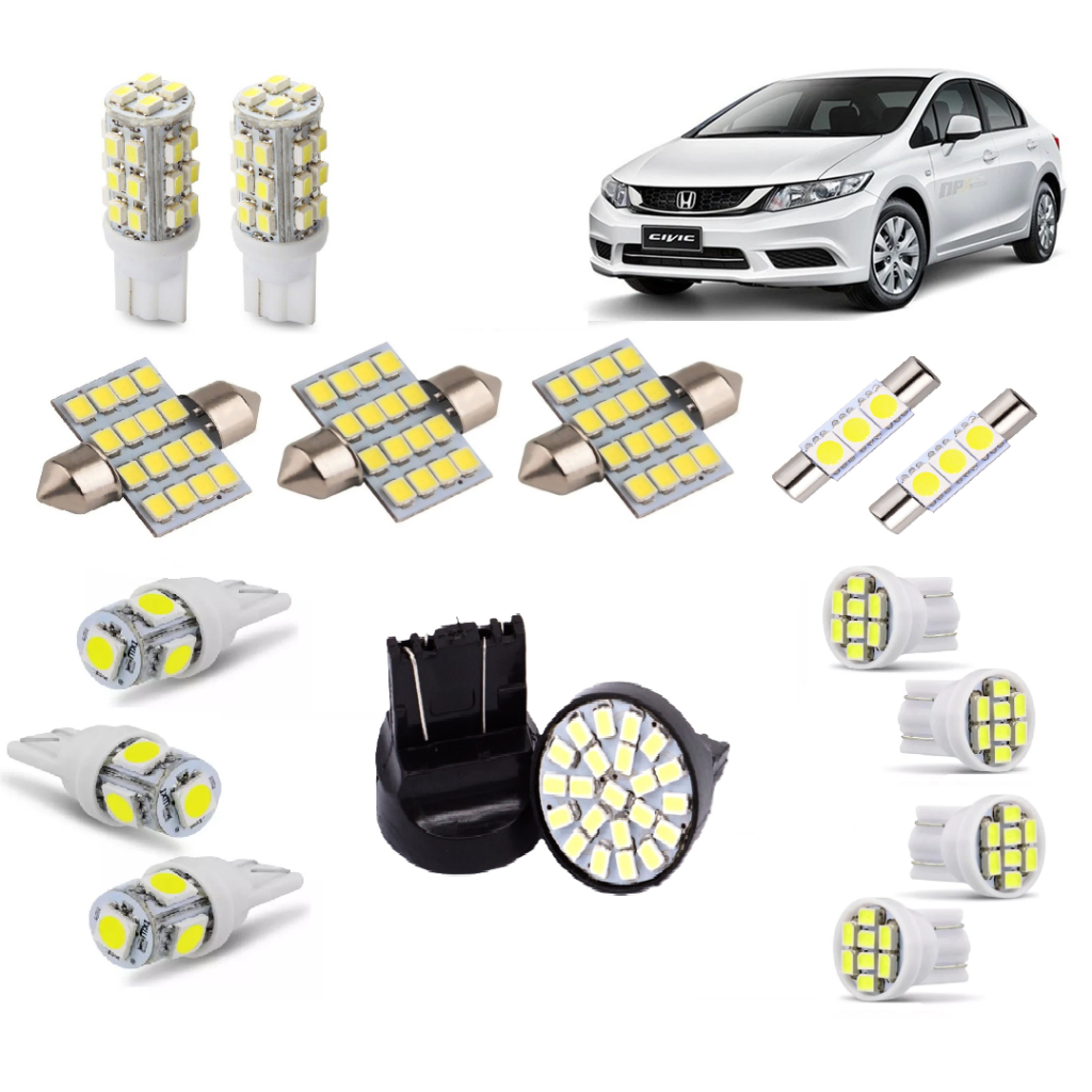 Kit Lampadas Led Premium Civic 2012 2013 Pingo Placa Teto Re em Oferta na Shopee