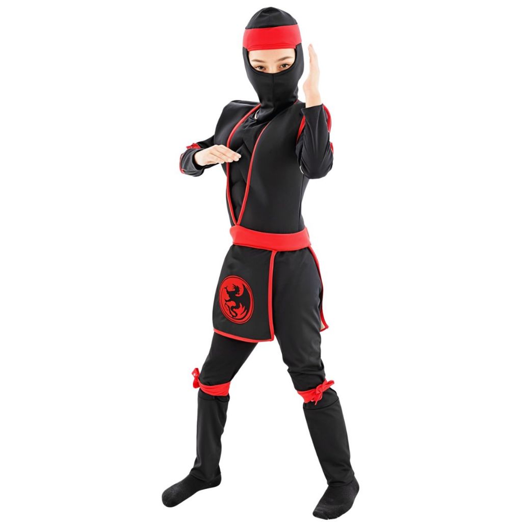 Fantasia Ninja Preto Infantil de Luxo Com Musculatura