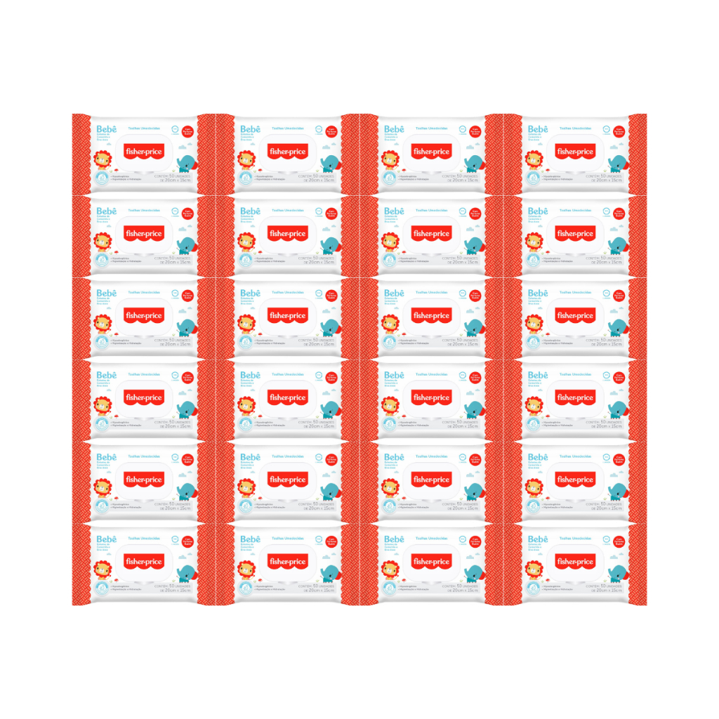 Toalha Umedecida Fisher Price 1200fls (24undX50fls) em Oferta na Shopee