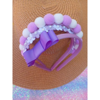 kit 3 Lindas Tiaras Lilás e Branco Com Pompons Florzinhas e Meia Pérola kit 3 Unidades Arquinho Acessório Infantil em Oferta na Shopee