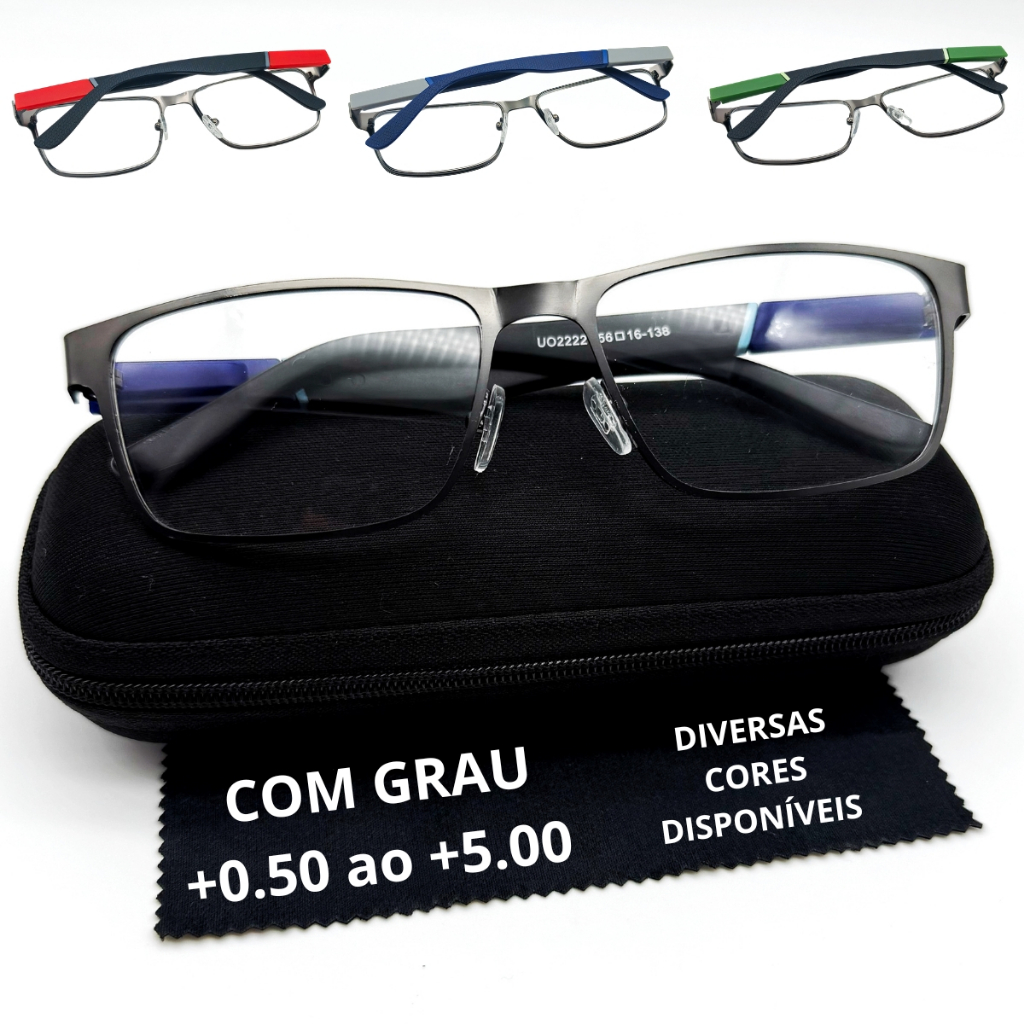 Óculos Com Grau Para Perto Leitura Descanso Presbiopia Metal Aço TR90 Emborrachado Resistente em Oferta na Shopee
