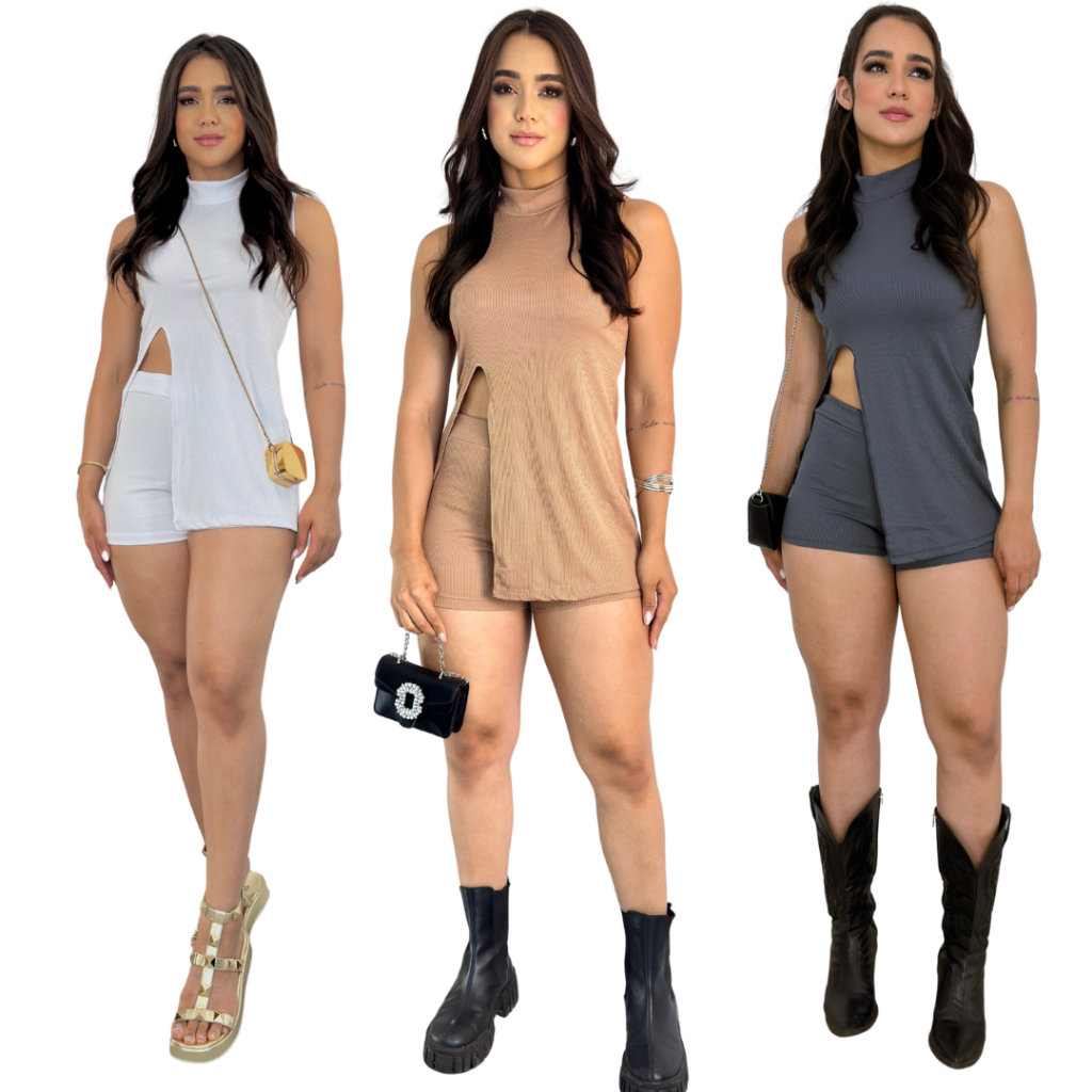 Conjunto Feminino Short com Blusa Cobre Tudo Moda Aerolook Primavera Verão 2025