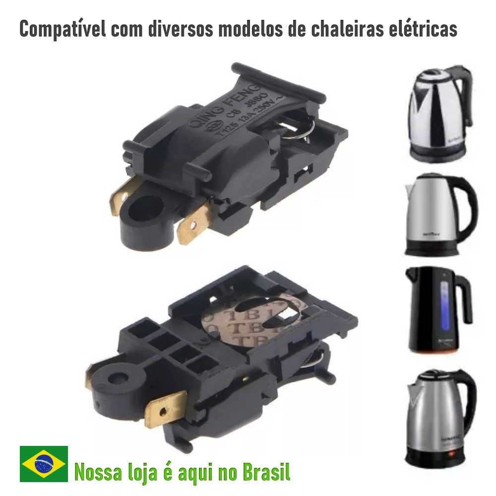 Interruptor termostato Botão liga e desliga Chaleira Jarra Elétrica- Compatível Com Diversos Modelos