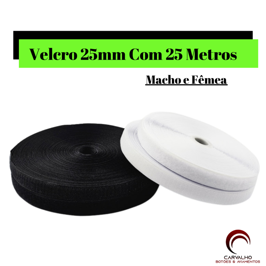 Velcro Costurável Macho e Fêmea (Par) Hook Loop | Fita de Fixação Fecho de Contato - 25mm Com 25 Metros em Oferta na Shopee