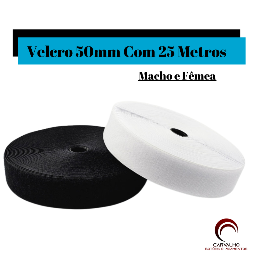 Velcro Costurável Macho e Fêmea (Par) Hook Loop | Fita de Fixação Fecho de Contato - 50mm Com 25 em Oferta na Shopee