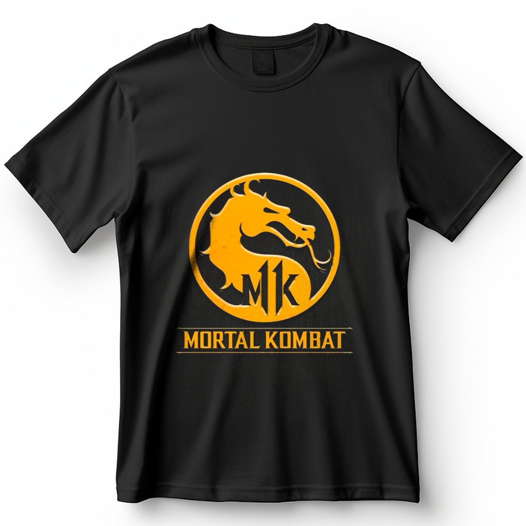 Camiseta  Mortal Kombat Logo Clássico logo do Mortal Kombat  Blusa Camisa 100% Algodão
