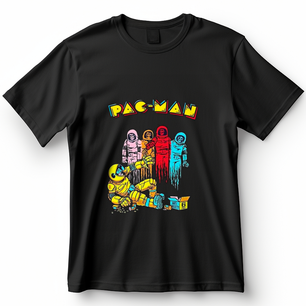 Camiseta Pac Man Astronauta Psicodélico Camiseta Geek Gamer Retro  Blusa Camisa 100% Algodão