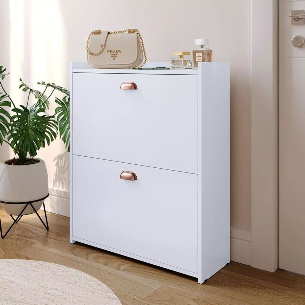 Sapateira Closet 2 Gavetas Basculantes Organizadora 12 Pares Quarto Hall De Entrada Multiu...