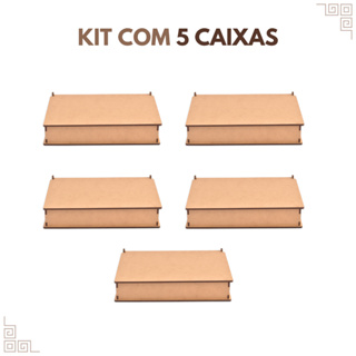Kit 5 Caixa Caixinha Organizadora Tampa Abre Fecha MDF Cru Dia das Mães Dia dos Namorados em Oferta na Shopee