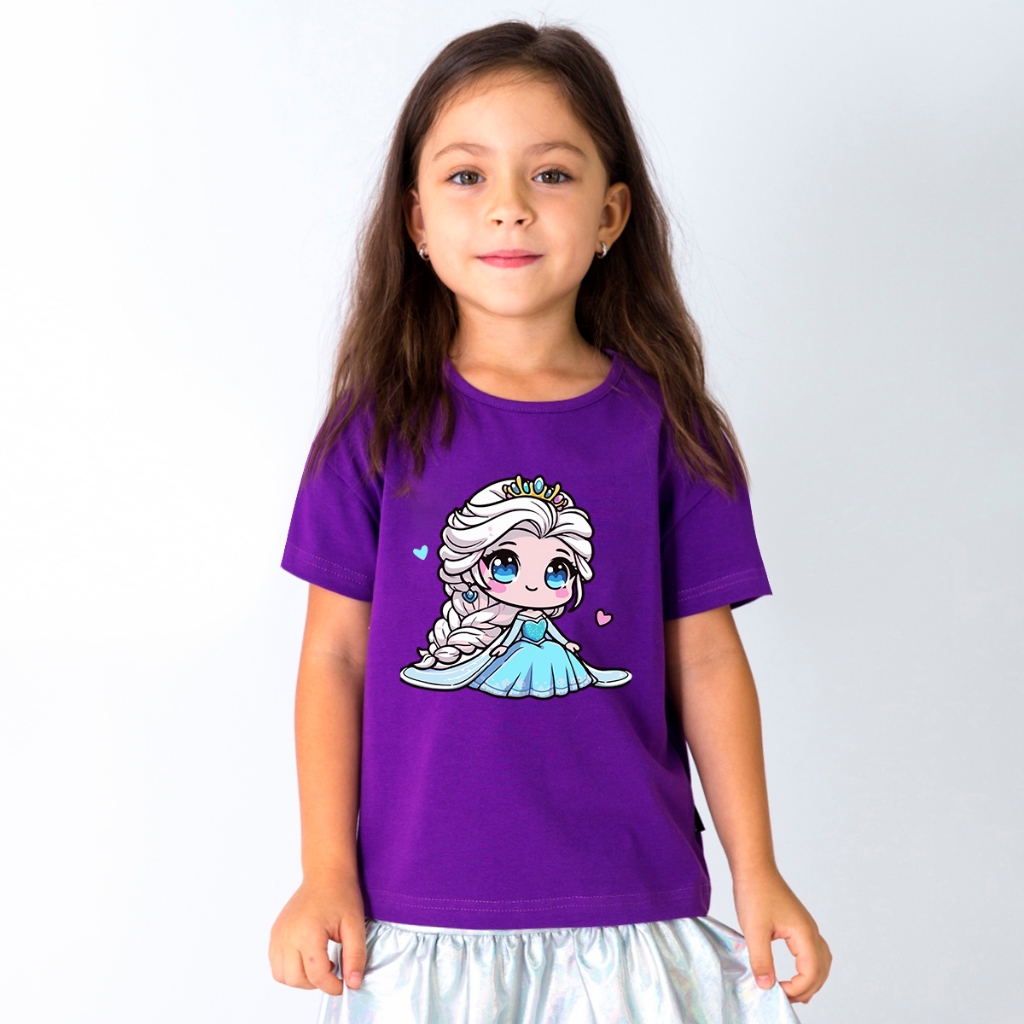 Camiseta Infantil Feminina Princesinha Desenho Animado Estampa Fofa Diversas Cores  2 ao 16