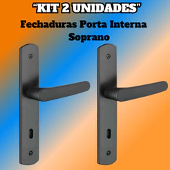 Kit 2 Fechaduras Ipanema Completa Porta Interna Quarto Preta Maquina 40 Anti Ferrugem Soprano