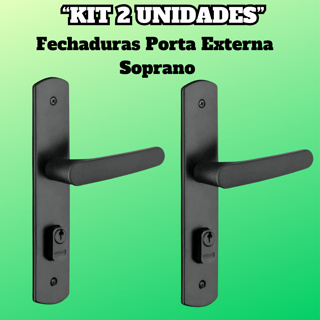 Kit 2 Fechaduras Porta Externa | Modelo Ipanema Reta | Preta | Soprano em Oferta na Shopee
