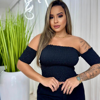 Cropped Feminino Ciganinha Blusinha Lastex Ombro a Ombro em Oferta na Shopee