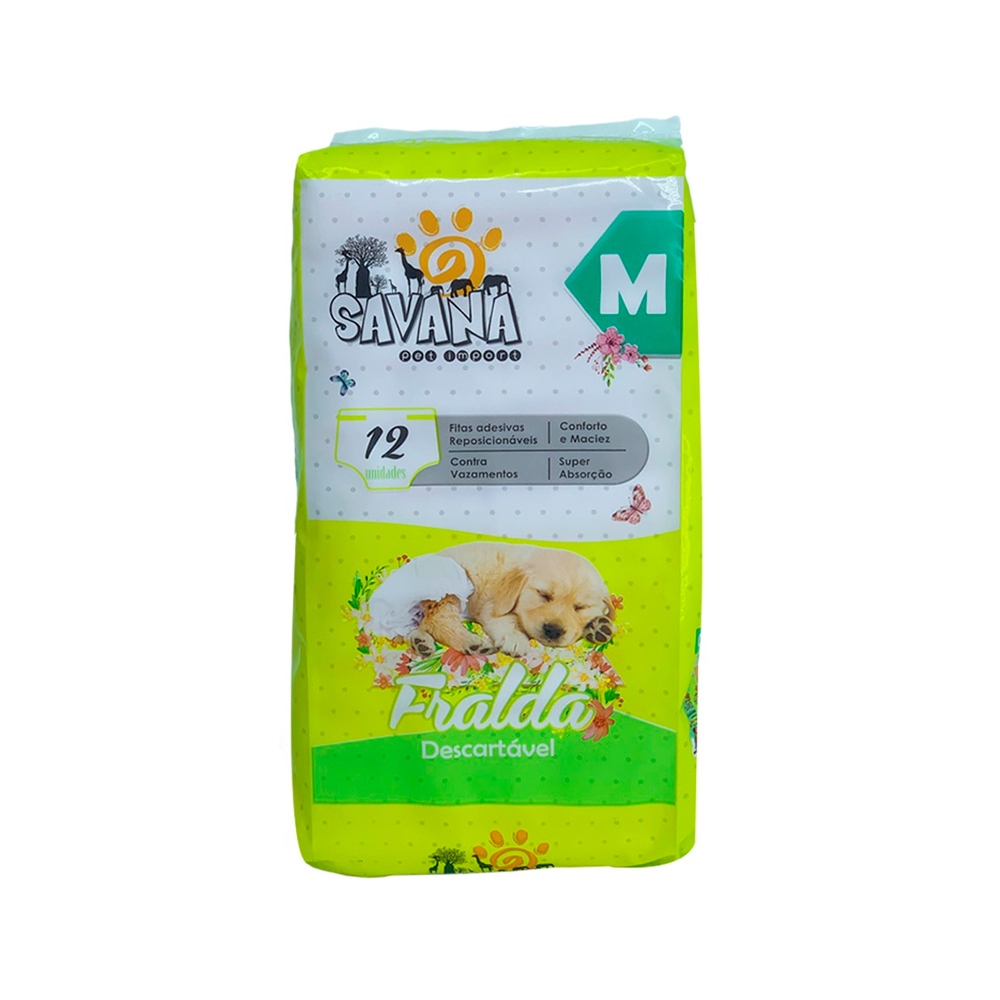 Fralda Descartável Cachorro Pet Fêmea M Com 12 unidades Savana Pet