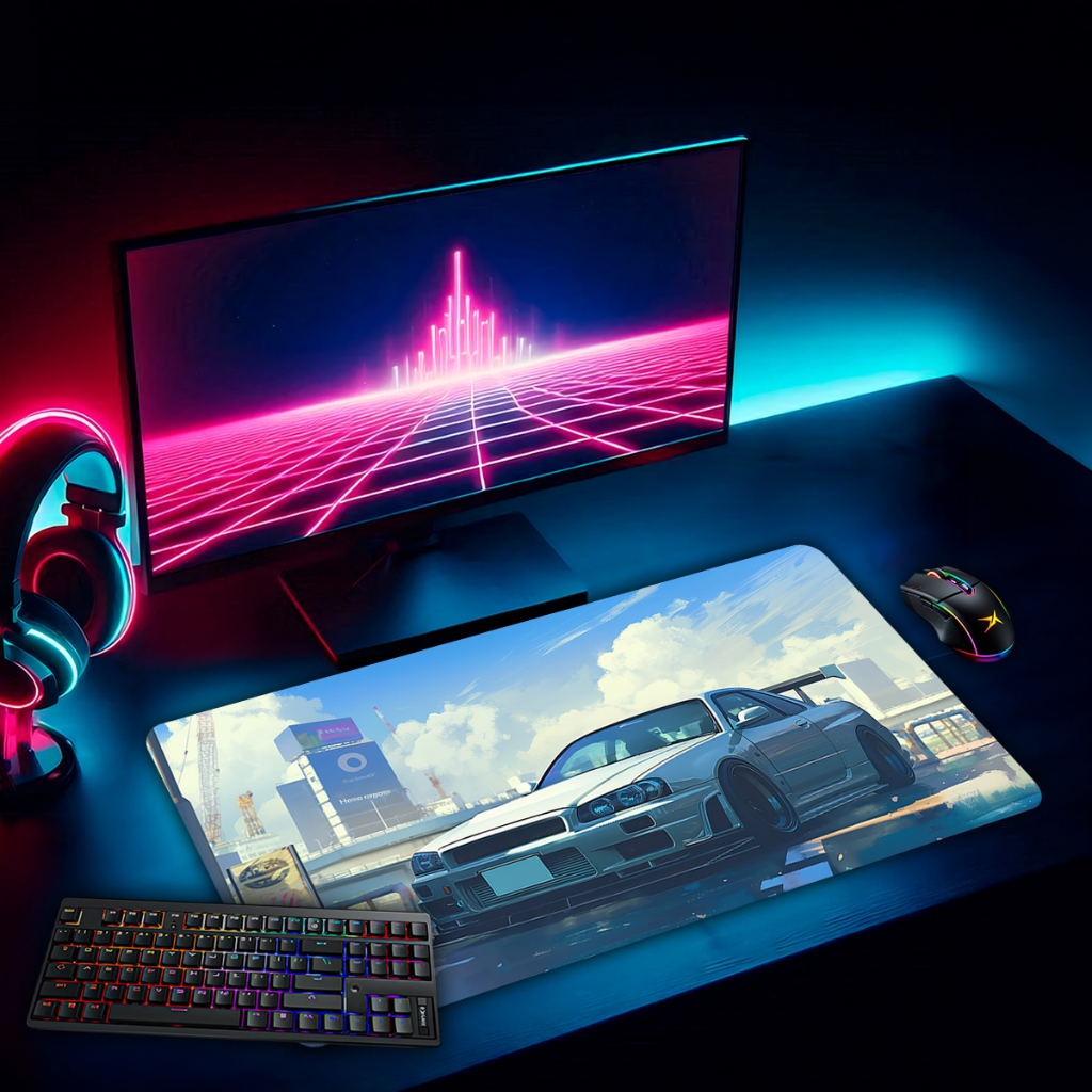 Mouse Pad Gamer Carros Esportivos Antiderrapante Grande 70x35 80x35 90x40 90x50 cm Borda Costurada