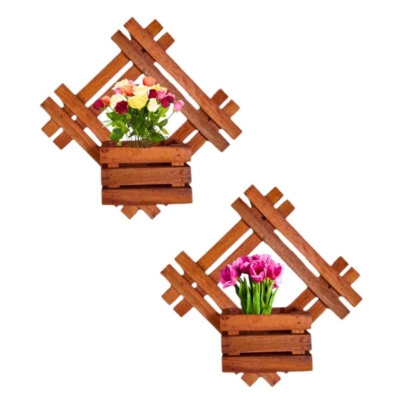 Floreira Vertical 40cm x 40cm KIT 2 UNIDADES em madeira Maciça com cachepô