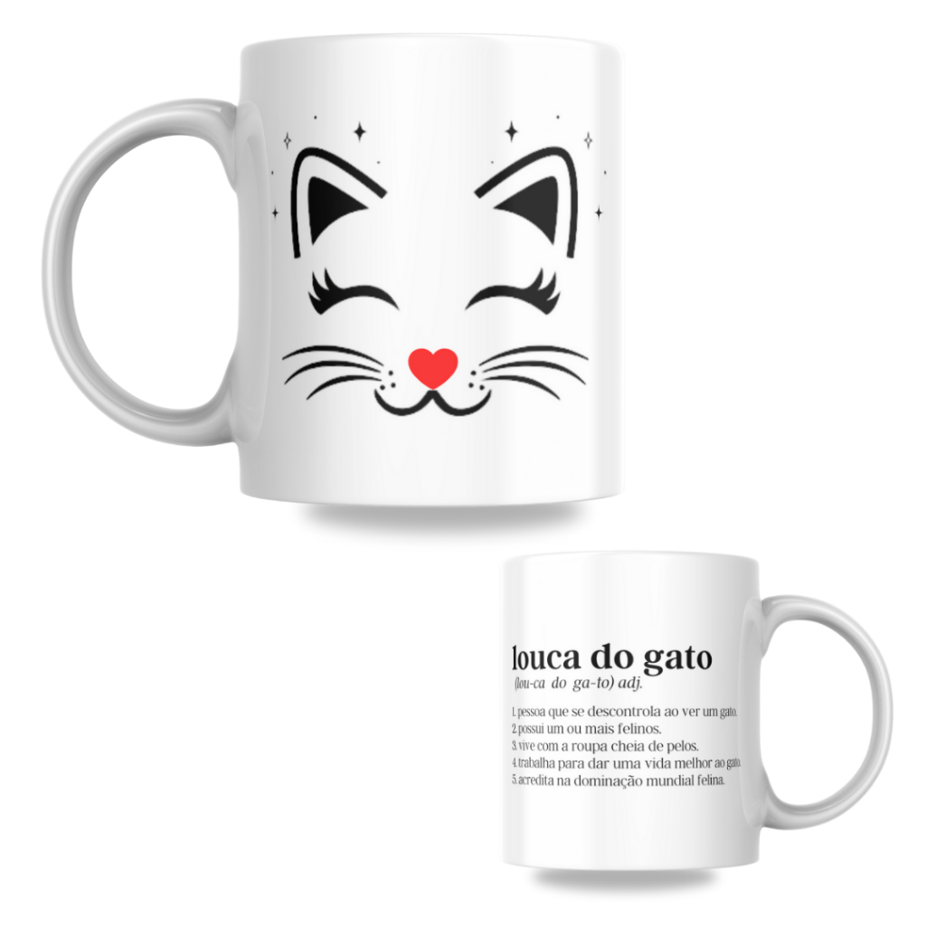 Caneca Personalizada Gatinho - Louca dos Gatos - 325ml - Presente Ideal e Criativo