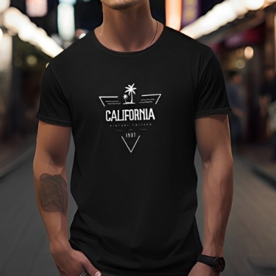 Camiseta Masculina Estampada Califórnia Coqueiro 100% Algodão Lançamento