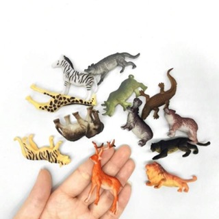 Pacote com 12 Modelos Brinquedo De Animais Selvagens De Zoológico Material Macio Parado Simulação 3d em Oferta na Shopee