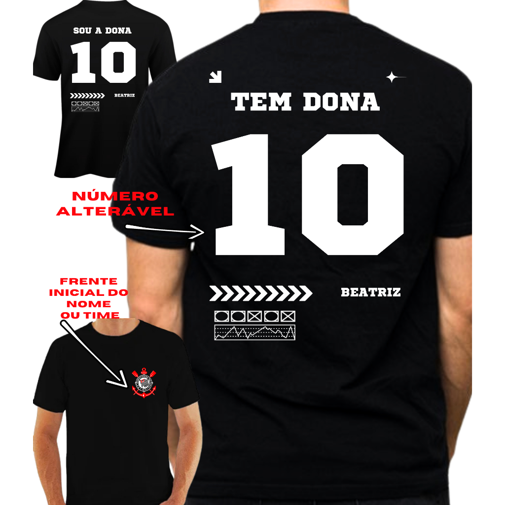 Camiseta Casal Tem Dona Personalizada de Algodão Time