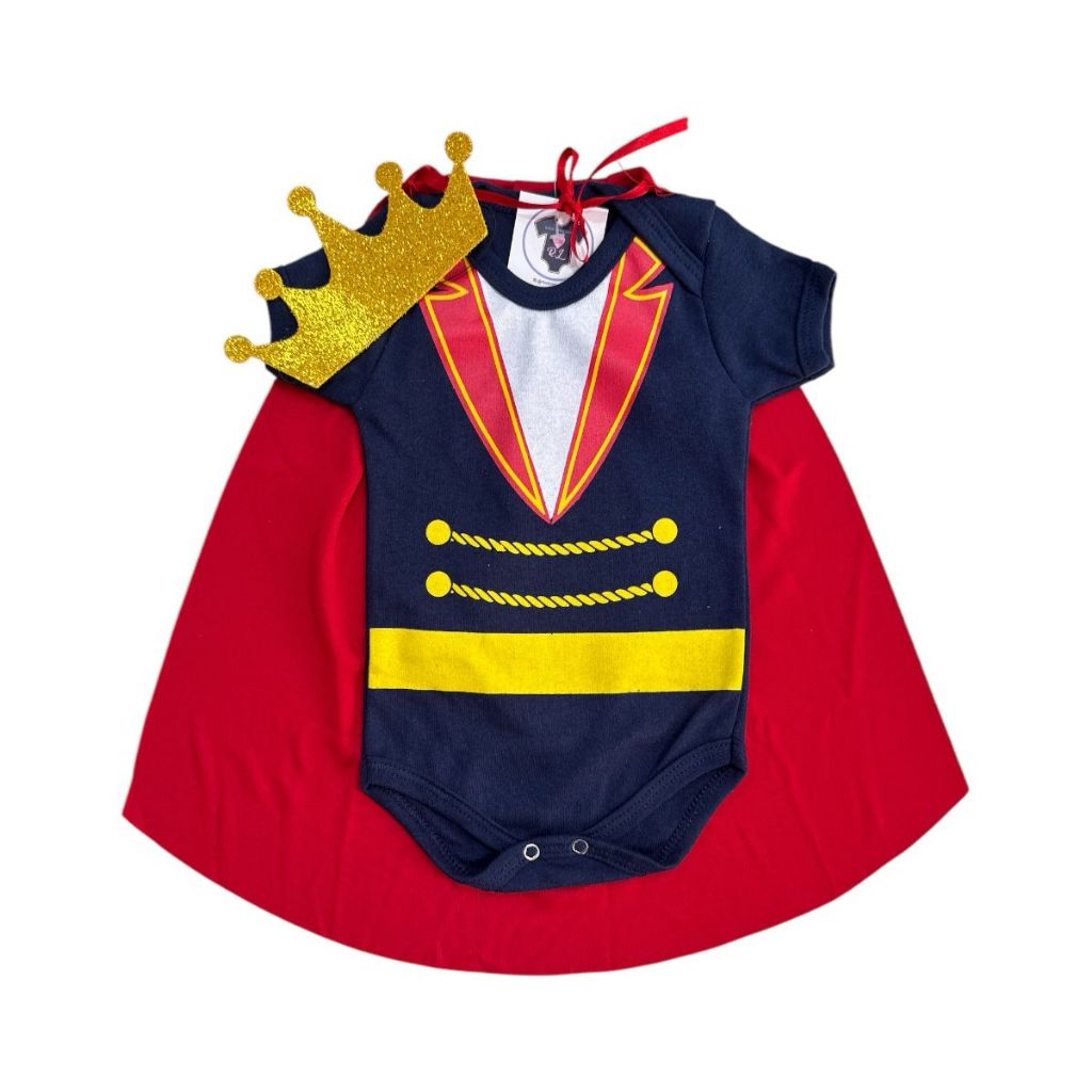 Body Bebê Menino - Príncipe + Capa + Coroa - Temático em Oferta na Shopee