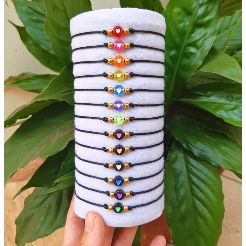 Kit Pulseiras da Amizade Coração Colorido Lembrancinha Variado em Oferta na Shopee