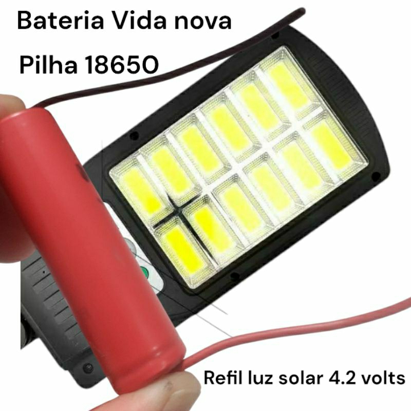 Bateria pilha 18650 para luminaria led solar aproximação Reparo