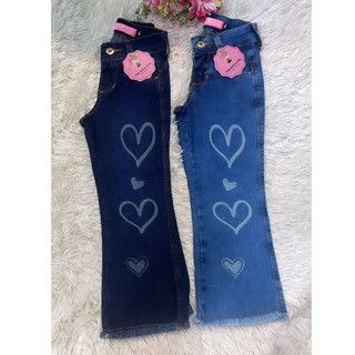 CALCA JEANS INFANTIL MENINA LASER CORAÇAO BLOGUEIRA PREMIUM. em Oferta na Shopee