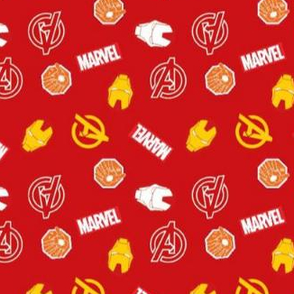 Tecido Microfibra Tactel Homem de Ferro Fundo Vermelho  50cm x 1,5m Estampa Digital Infantil 100% Poliéster