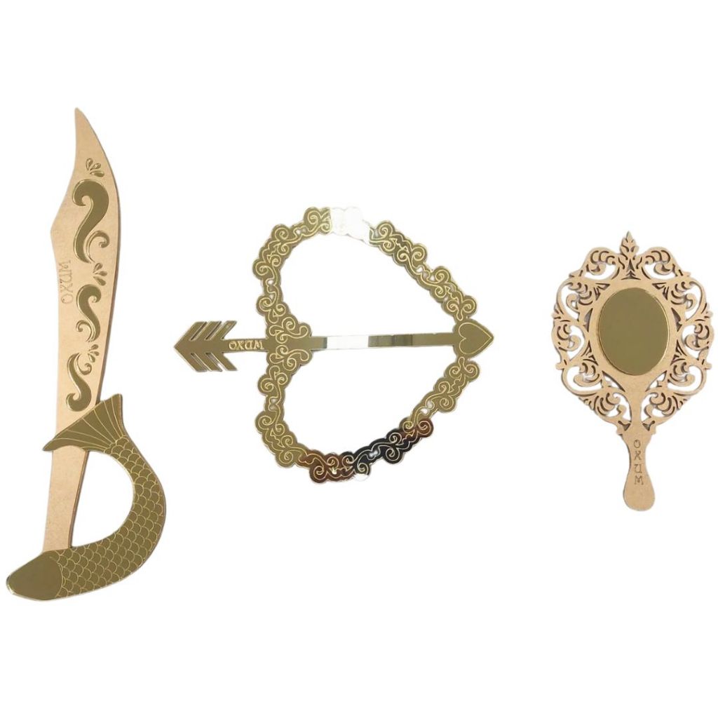 Trio Oxum Ferramentas Abebê Espada Alfanje Espelho Decorativo Saida De Santo Mdf Acrílico Espelhado