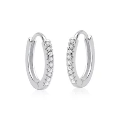Brinco argola click Prata 925 cravejada 12mm