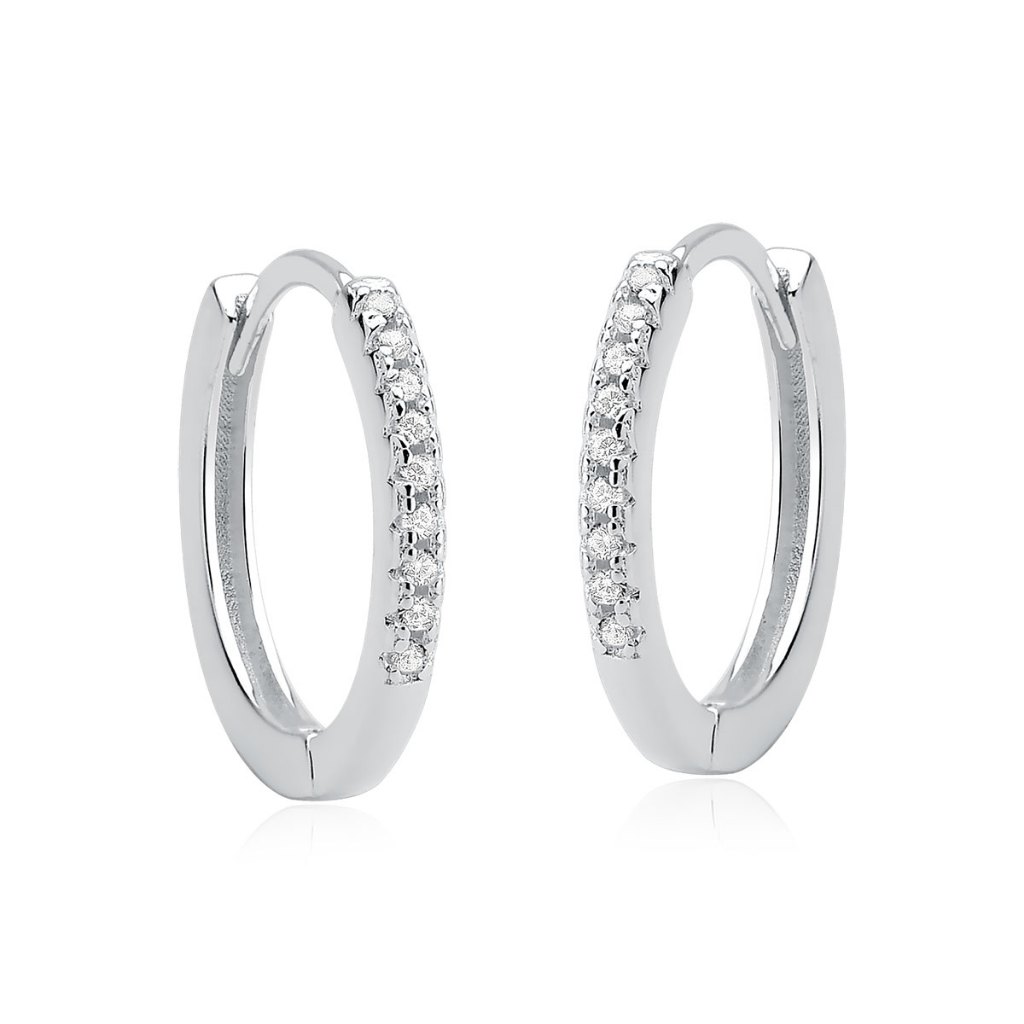 Brinco de Prata 925 Click Cravejada com 14mm em Oferta na Shopee