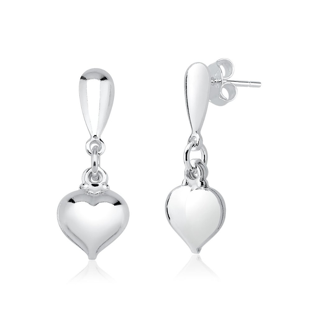 Brinco Feminino de Prata 925 Gota Lisa com Coração Duplo em Oferta na Shopee