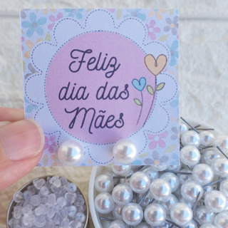 50/100 Lembrancinha Tags com Brincos de Pérola 8mm Feliz Dia Das Mães Mimo Cliente em Oferta na Shopee