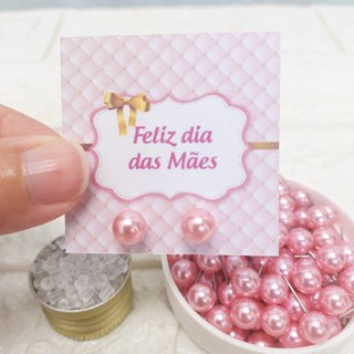 50/150 Pares de Brincos de Pérola 8mm ROSA Dia Das Mães Mimo Cliente c/Tag e tarrachas em Oferta na Shopee